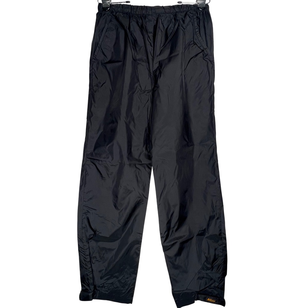 REI Vintage Mens Medium‎ Black Nylon Rain Pants Waterproof Hiking Shell Taiwan